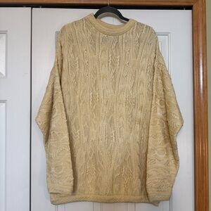 Men's Cream Cable Knit Crewneck Sweater